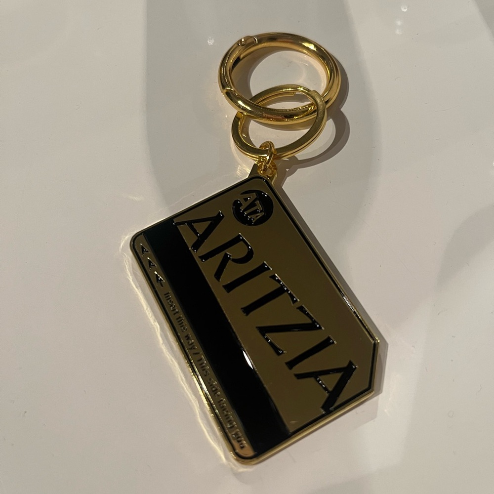 Aritzia NYC Metro Card style Gold and Black Keychain BNWOT